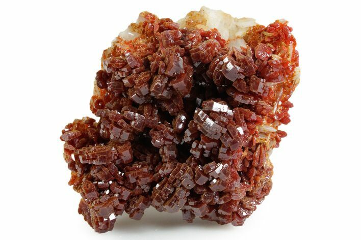 Glittering Ruby Red Vanadinite Crystals on Barite - Morocco #349456